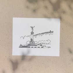 Parc Mont-Royal / 5x7 ou 8x10po / Illustration imprimée sur carton recyclé / Icônes de MTL par Darvee / Art N+B Unisexe Minimaliste