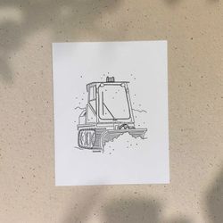 Opération de déneigement / 5x7 ou 8x10po / Illustration imprimée sur carton recyclé / Icônes de MTL par Darvee / Art N+B Unisexe Minimaliste