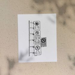 Pancartes de Parking / 5x7 ou 8x10po / Illustration imprimée sur carton recyclé / Icônes de MTL par Darvee / Art N+B Unisexe Minimaliste