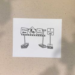 Détours / 5x7 ou 8x10po / Illustration imprimée sur carton recyclé / Icônes de MTL par Darvee / Art N+B Unisexe Minimaliste