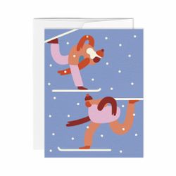 Skieurs - Carte de souhaits du temps des fêtes