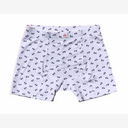 Boxer homme BAMBOU blanc à ancres de bateaux marines