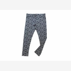 LEGGINGS FEMME EN BAMBOU LONG  gris et plumes noires (4902plL)