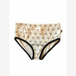 Culotte Femme en BAMBOU Taille Haute ivoire coeurs noirs