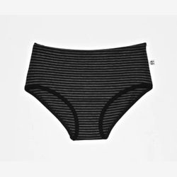 Culotte Femme en BAMBOU Taille Haute rayé gris chiné et noir (5002)