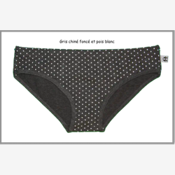 Culotte Femme en BAMBOU Taille Basse gris chiné foncé et pois blanc (5001)
