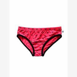 Culotte Femme en BAMBOU Taille Basse corail coeurs noirs