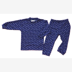 PYJAMA 2 PIÈCES EN BAMBOU marine à ancres de bateaux blanches