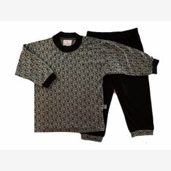 PYJAMA 2 PIÈCES EN BAMBOU haut gris xoxo noirs et pantalon noir (py2pLxoxo4902)