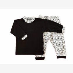 PYJAMA 2 PIÈCES EN BAMBOU haut noir et pantalon blanc xoxo noir (py2piLxoxo0201)