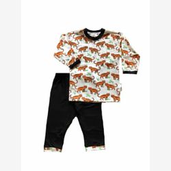 PYJAMA 2 PIÈCES Haut coton organique tigres et pantalon bambou noir
