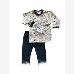 PYJAMA 2 PIÈCES Haut coton organique arbres marines et pantalon bambou bleu jeans