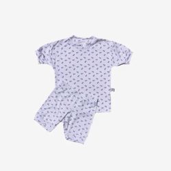 PYJAMA COURT 2 PIÈCES EN BAMBOU blanc à ancres de bateaux marines