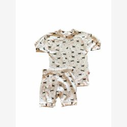 Pyjama court 2 pièces en coton biologique chats gris