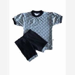 PYJAMA COURT 2 PIÈCES EN BAMBOU pantalon noir et haut gris xoxo