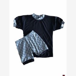 PYJAMA COURT 2 PIÈCES EN BAMBOU gris xoxo et haut noir