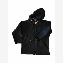 Chandail kangourou en COTON OUATÉ noir avec fermoir avant