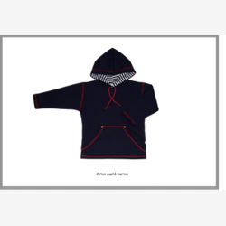 Chandail kangourou en COTON OUATÉ marine