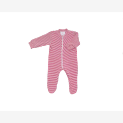 Pyjama 1 pièce bambou rayure étroite pivoine et blanche (1301)