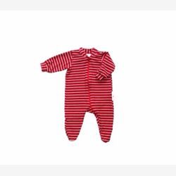 Pyjama 1 pièce bambou rayure moyenne rouge et blanche (0501)