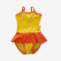 Maillot de bain pour fille poseidon jaune et garniture orange