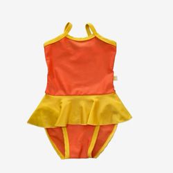Maillot de bain pour fille poseidon orange et garniture jaune