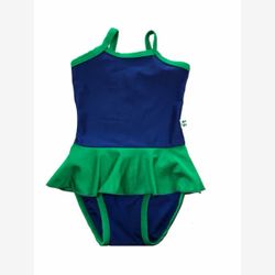 Maillot de bain pour fille poseidon royal et garniture verte