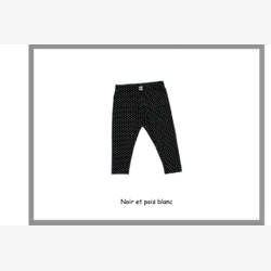 Leggings long fille noir et pois blanc (0201p)