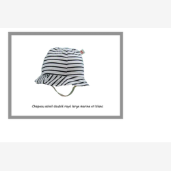 Chapeau soleil doublé coton rayé large marine et blanc (CSDO5801rl)