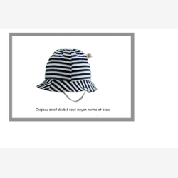 Chapeau soleil doublé coton rayé moyen marine et blanc (CSDO5801rm)