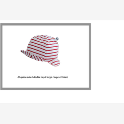 Chapeau soleil doublé coton rayé large rouge et blanc (CSDO0501rl)