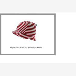 Chapeau soleil doublé coton rayé moyen rouge et blanc (CSDO0501rm)