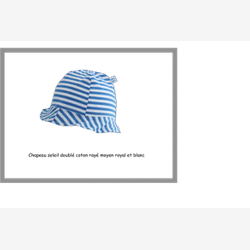Chapeau soleil doublé coton rayé moyen royal et blanc (CSDO1101rm)