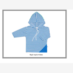 Chandail matelot unisexe manche longue royal et blanc (1101)