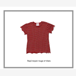 Chandail en BAMBOU  manches courtes rayé moyen rouge et blanc (CHBAENMC0501rm)