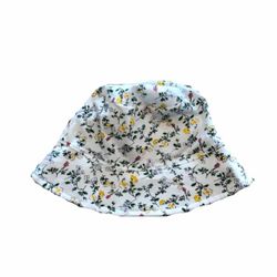 Chapeau soleil en coton organique bio doublé fleurs jaunes
