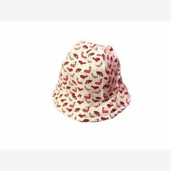 Chapeau soleil en coton doublé poissons rouges