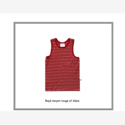 Camisole garçon rayure moyenne rouge et blanche (0501rm)