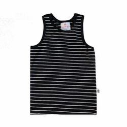 Camisole garçon rayure moyenne noire et blanche (0201rm)