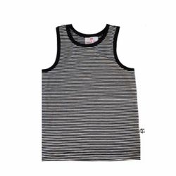 Camisole garçon rayure étroite noire et blanche (0201re)