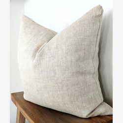 Coussin en lin couleur avoine, housse de coussin décoratif en lin beige naturel, décor minimaliste, décor Maison de ferme moderne, lin