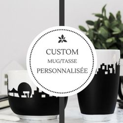 Tasse personnalisée en ardoise peinte à la main alice in montreal peinture à tableau cadeau original