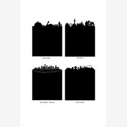 Canada - lot 8 étiquettes adhésives en ardoise pour pot masson panorama skyline Montréal Ottawa Vancouver Toronto Québec mason jar sticker