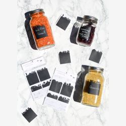 USA - lot 8 étiquettes adhésives en ardoise pour pot masson panorama skyline New-York Chicago Los Angeles Washington San Francisco Boston