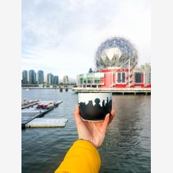 Tasse ardoise large Vancouver Telus world of science Harbour Centre tower Canada Place Granville Bridge craie personnalisable café thé soupe