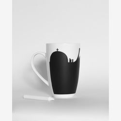 Tasse ardoise haute souvenir Montréal mont royal stade olympique centre-ville  ardoise craie café mug personnalisable