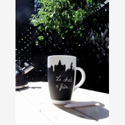 Tasse ardoise Montréal Hochelaga marché maisonneuve chateau stade olympique  ardoise craie thé mug personnalisable café