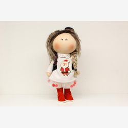 Poupées faites à la main de Noel, poupées de Tilda, poupée d'art d'intérieur de poupée, poupée de tissu, cadeaux de Noel