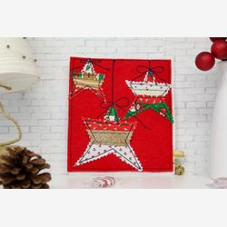 Carte de Noel faite à la main, carte cousue, , carte de tissu