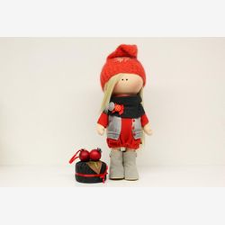 Poupées faites à la main de Noel, poupées de Tilda, poupée d'art d'intérieur de poupée, poupée de tissu, Noel